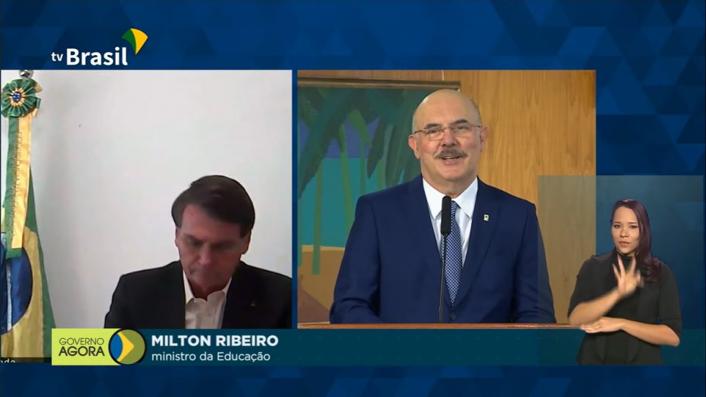 Posse do novo ministro da Educação, Milton Ribeiro. Crédito: Tv Brasil/Reprodução.